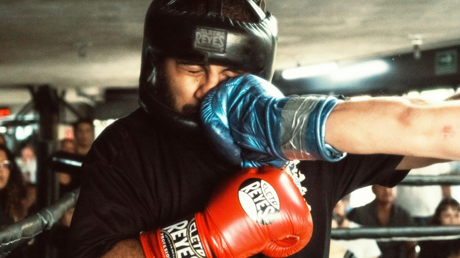 Ein Boxer versetzt dem Gegner einen Faustschlag